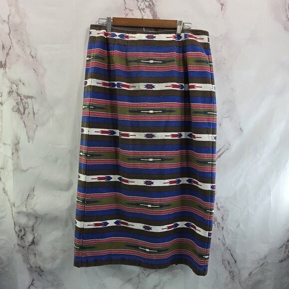 Vintage Southwestern Skirt Womens 32 Maxi Tapestry Blanket Aztec Wrap 90s - Picture 5 of 14